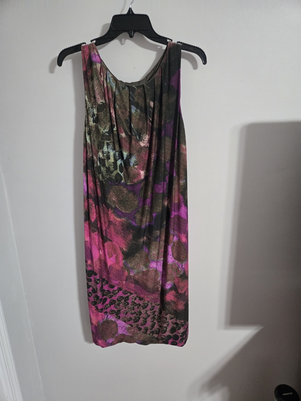 Alberta Ferretti Pink, Olive & Black Printed Midi Dress